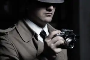 Private investigator with a camera